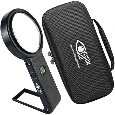 Vision Boost Magnifier VISIONAID 3.0x Hands-Free Magnifier with Bright LED Lights and Stand ...