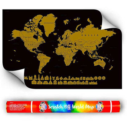 Watercolor Scratch Off World Map for Travelers and Kids - Neat and Handy