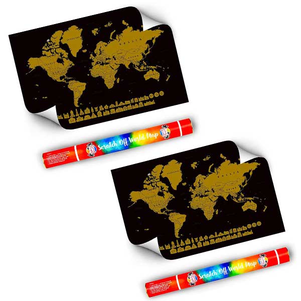 Watercolor Scratch Off World Map for Travelers and Kids - Neat and Handy